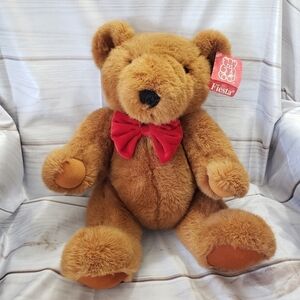 Vintage Fiesta Jointed Teddy Bear Plush 20" Stuffed Animal Red Bowtie 2000